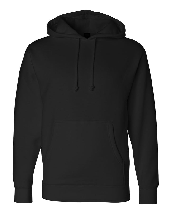 Front View of Black Heavyweight Hooded Sweatshirt - IND4000