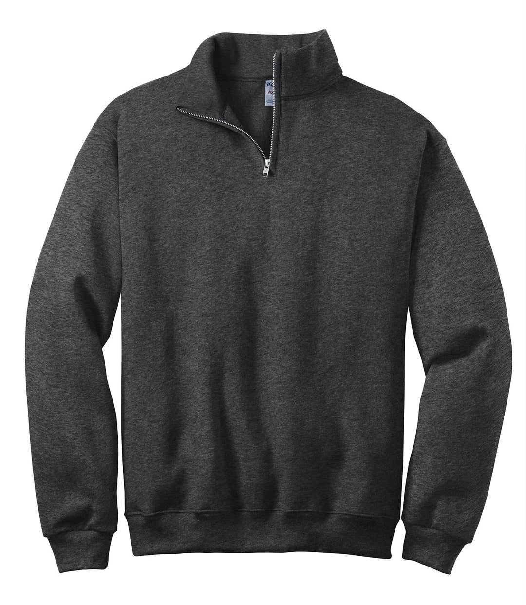Front View of Black Hthr Jerzees - NuBlend 1/4-Zip Cadet Collar Sweatshirt. 995M