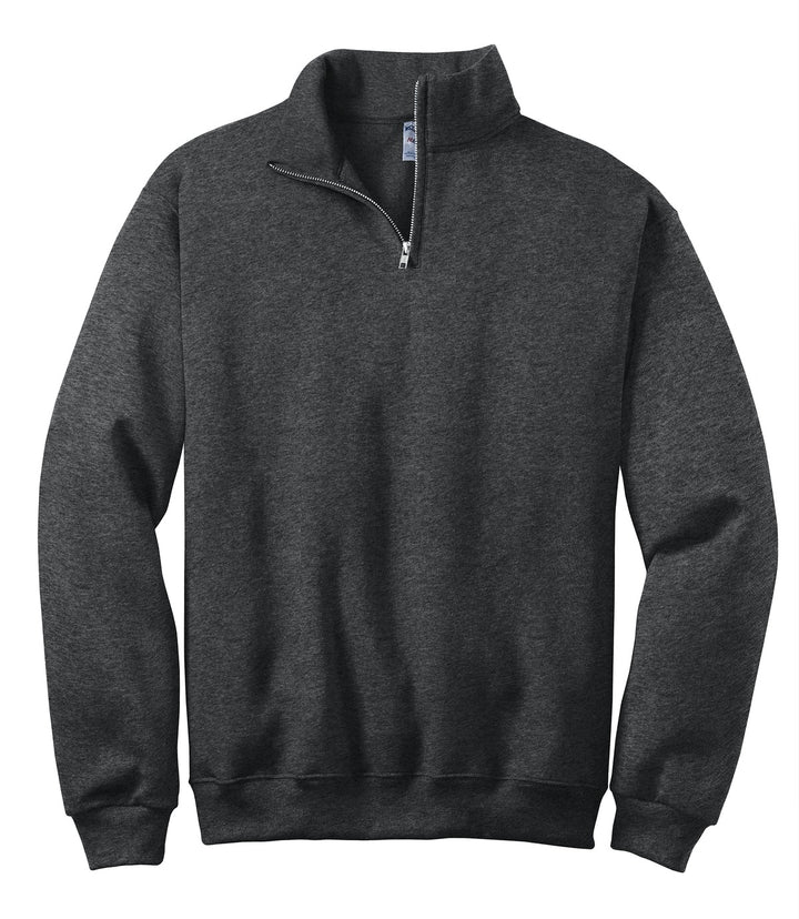 Front View of Black Hthr Jerzees - NuBlend 1/4-Zip Cadet Collar Sweatshirt. 995M