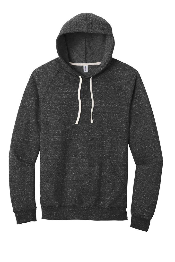 Front View of Black Ink Jerzees Snow Heather French Terry Raglan Hoodie 90M