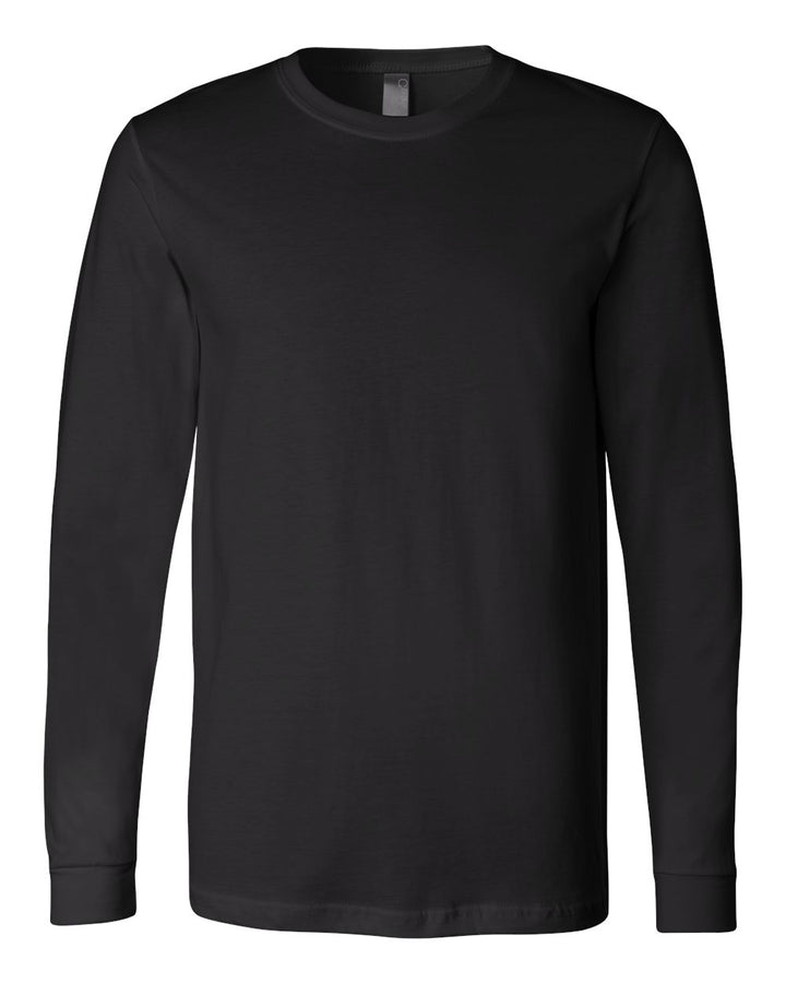 Front View of Black Jersey Long Sleeve Tee - 3501