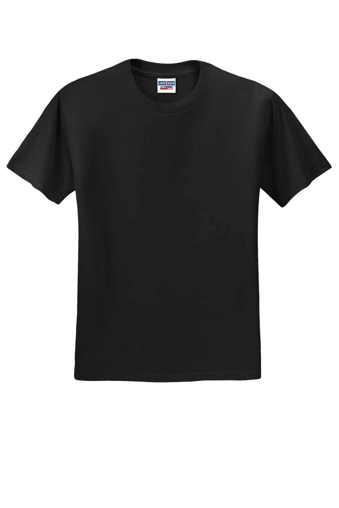 Front View of Black Jerzees - Dri-Power 50/50 Cotton/Poly T-Shirt. 29M