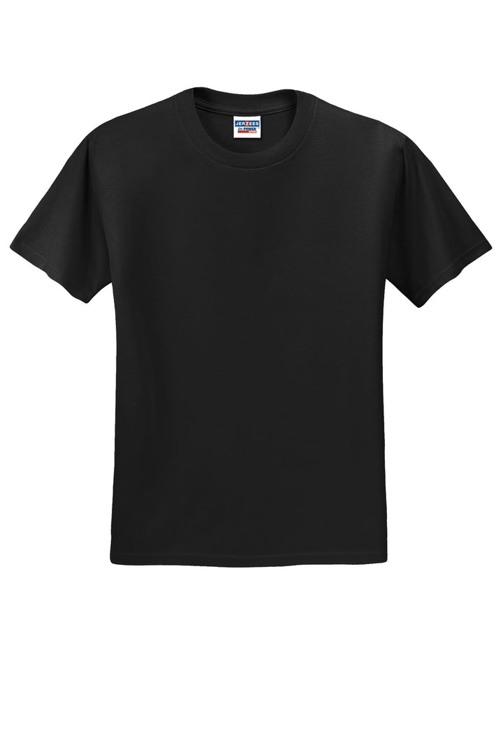 Front View of Black Jerzees - Dri-Power 50/50 Cotton/Poly T-Shirt. 29M