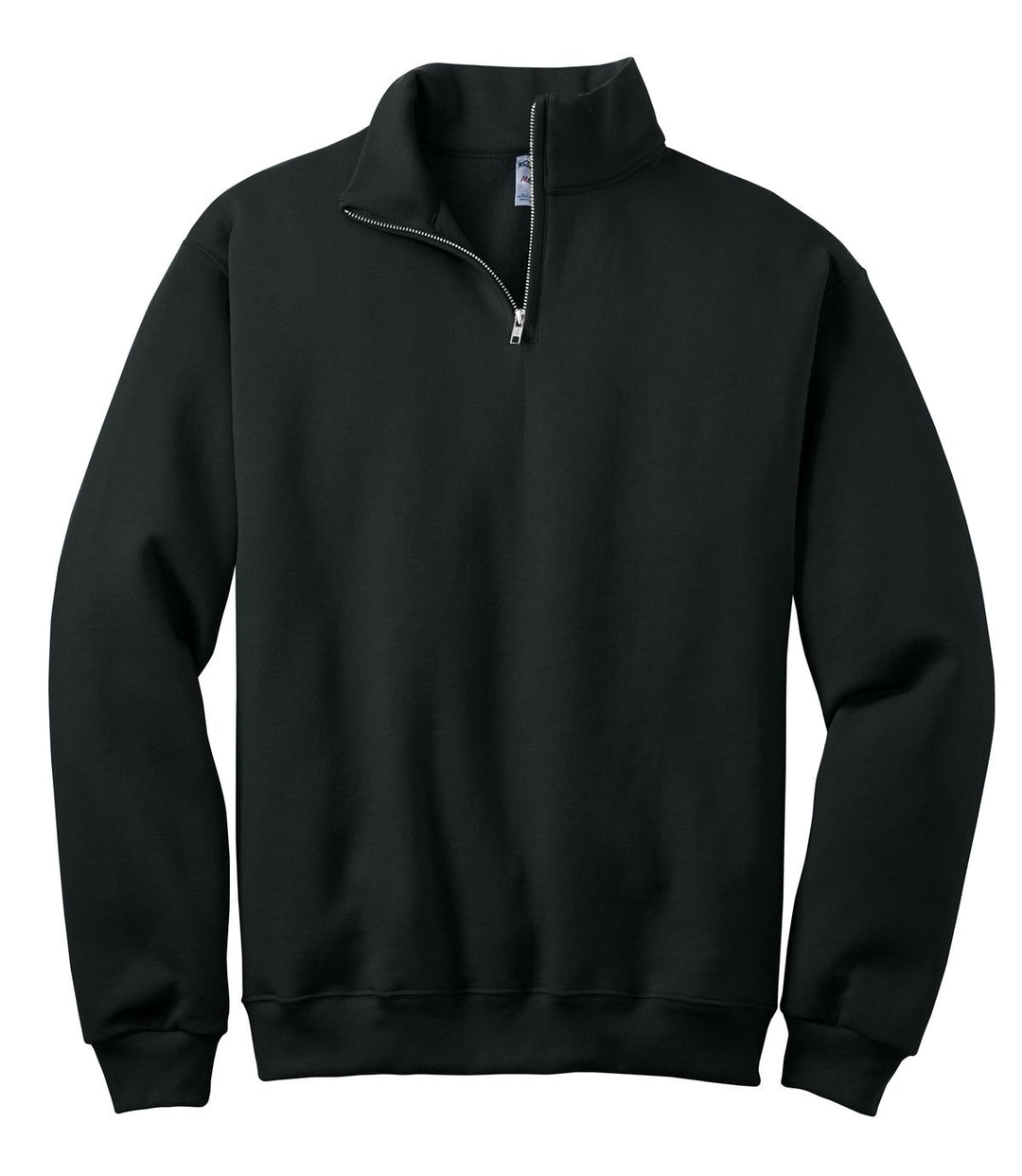 Front View of Black Jerzees - NuBlend 1/4-Zip Cadet Collar Sweatshirt. 995M