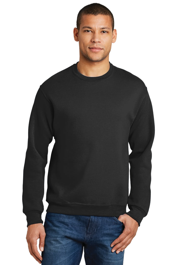 Front View of Black Jerzees - NuBlend Crewneck Sweatshirt. 562M