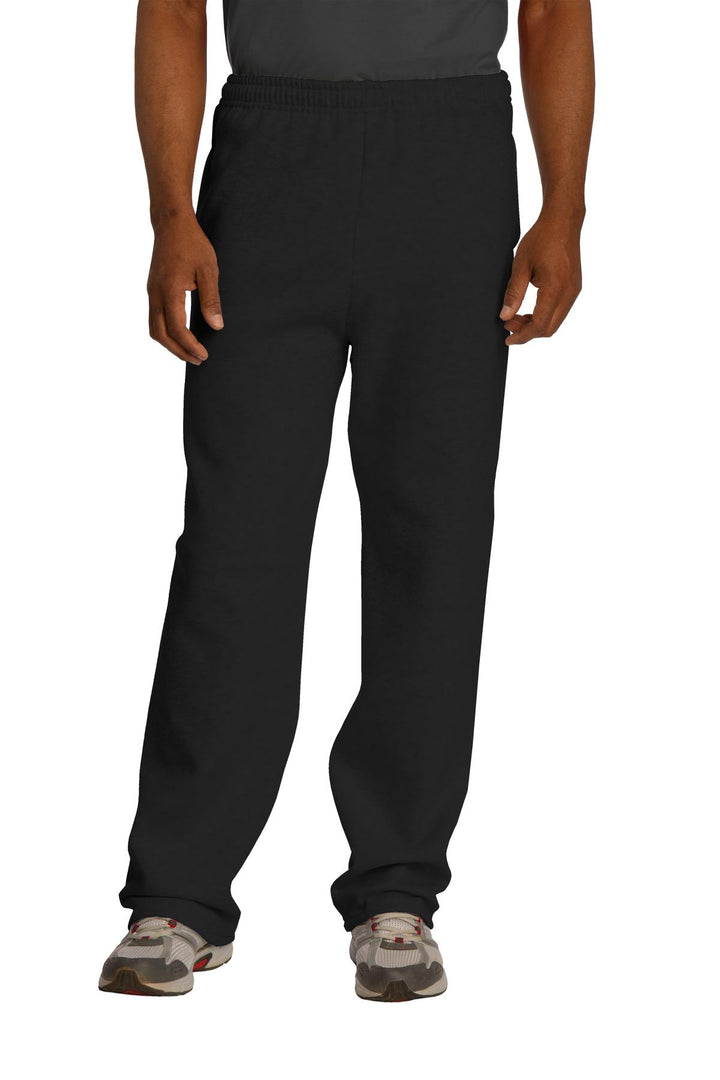 Front View of Black Jerzees NuBlend Open Bottom Pant with Pockets. 974MP