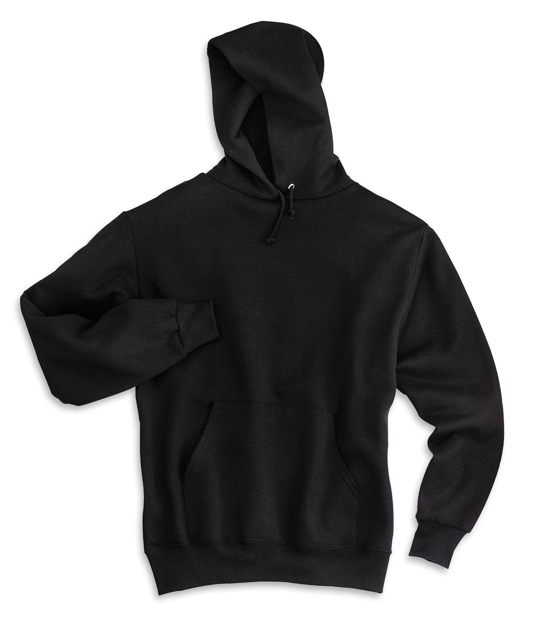 Front View of Black Jerzees NuBlend Pullover Hooded Sweatshirt. 996M