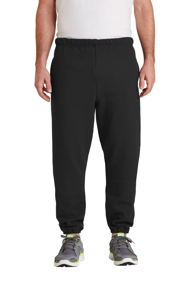 Front View of Black Jerzees Super Sweats NuBlend - Sweatpant with Pockets. 4850MP