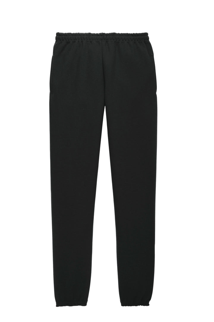 Front View of Black Jerzees Super Sweats NuBlend - Sweatpant with Pockets. 4850MP