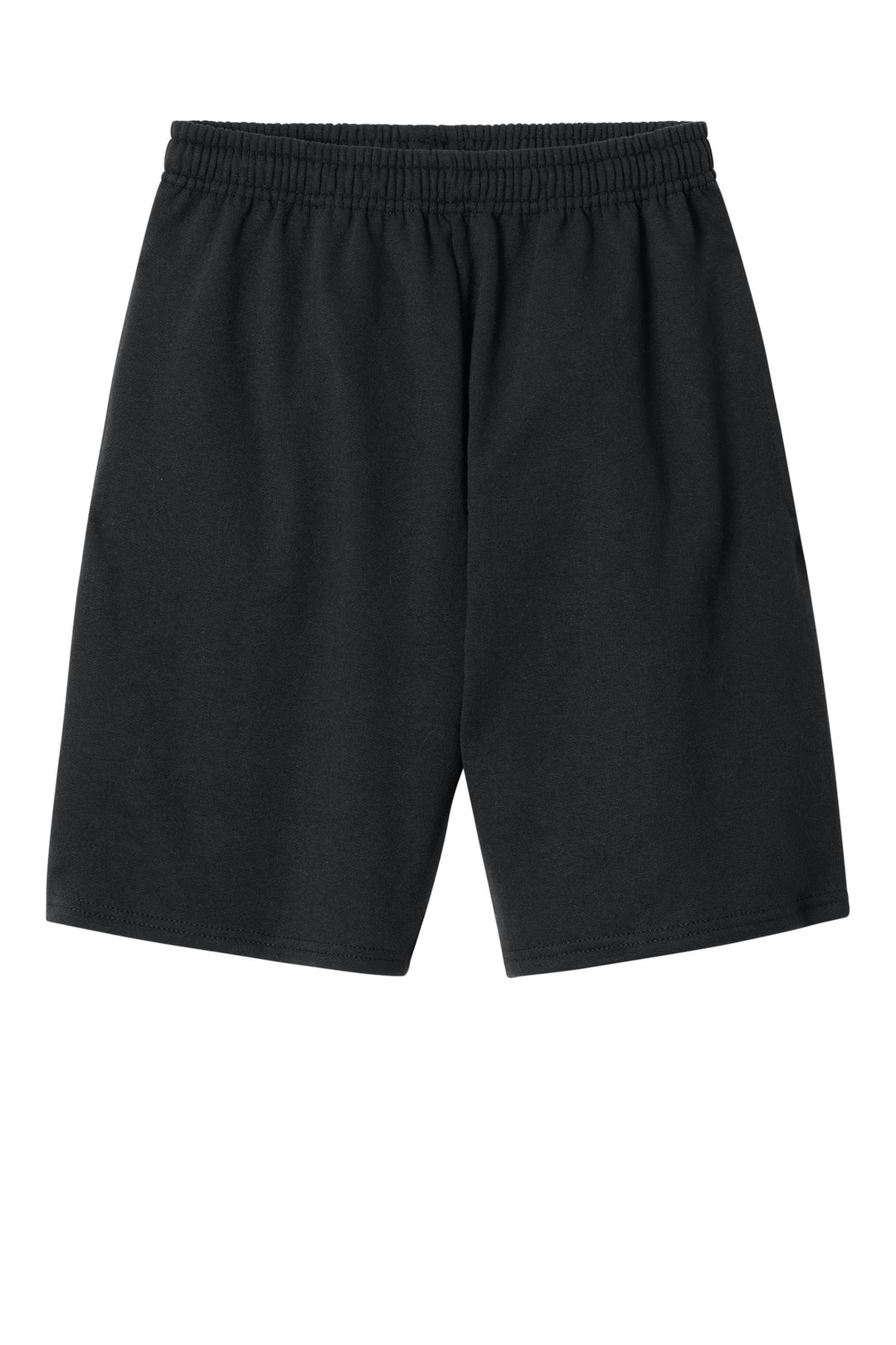 Front View of Black Jerzees Unisex NuBlend Pocketed Sweat Short 978MP