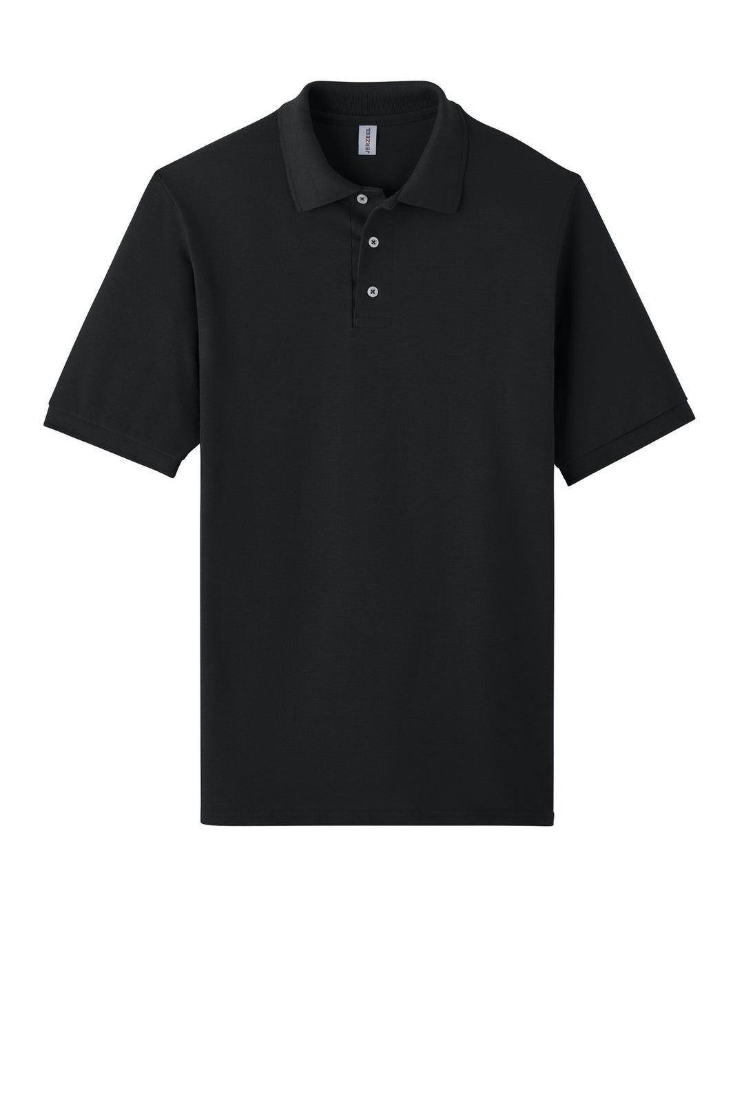 Front View of Black Jerzees Unisex Premium Ring Spun Cotton Pique Sport Shirt 443M