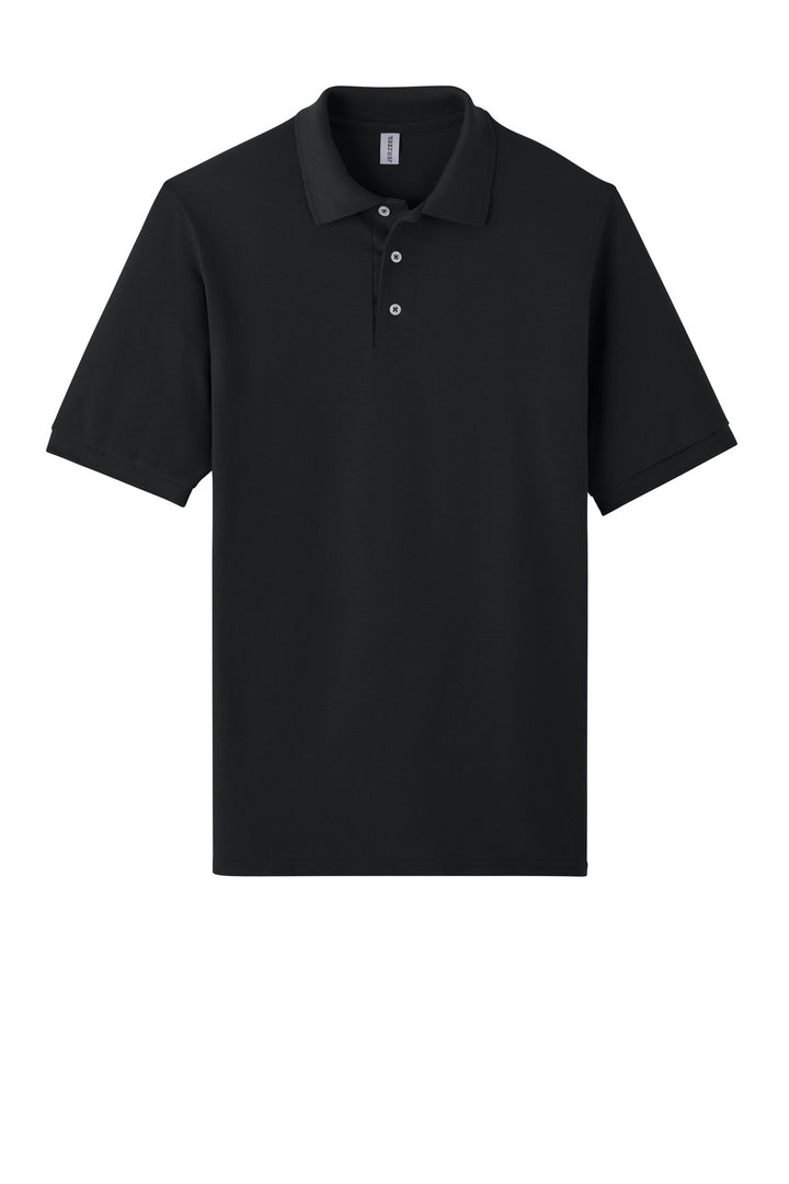 Front View of Black Jerzees Unisex Premium Ring Spun Cotton Pique Sport Shirt 443M