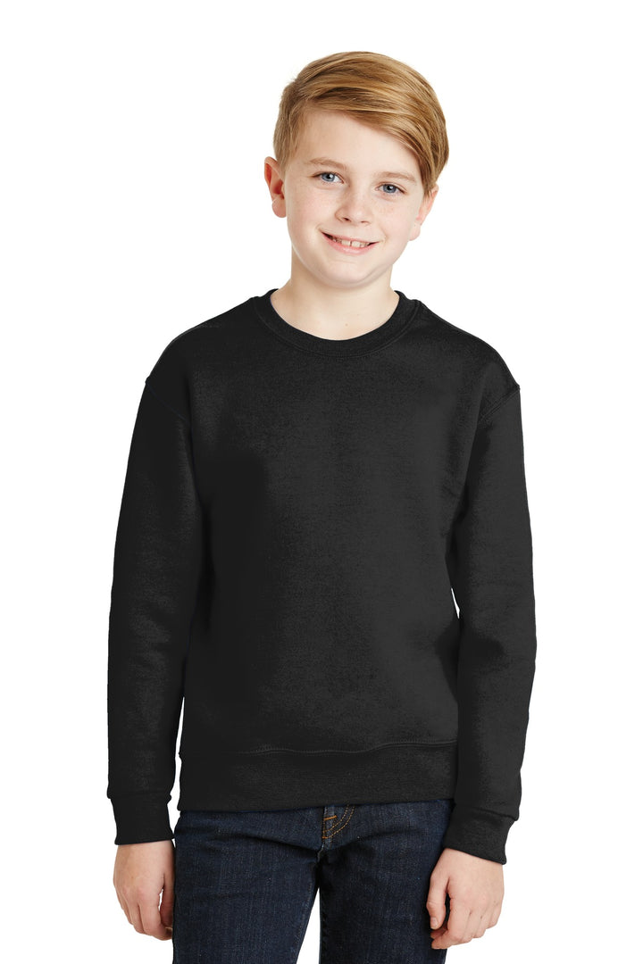 Front View of Black Jerzees - Youth NuBlend Crewneck Sweatshirt. 562B