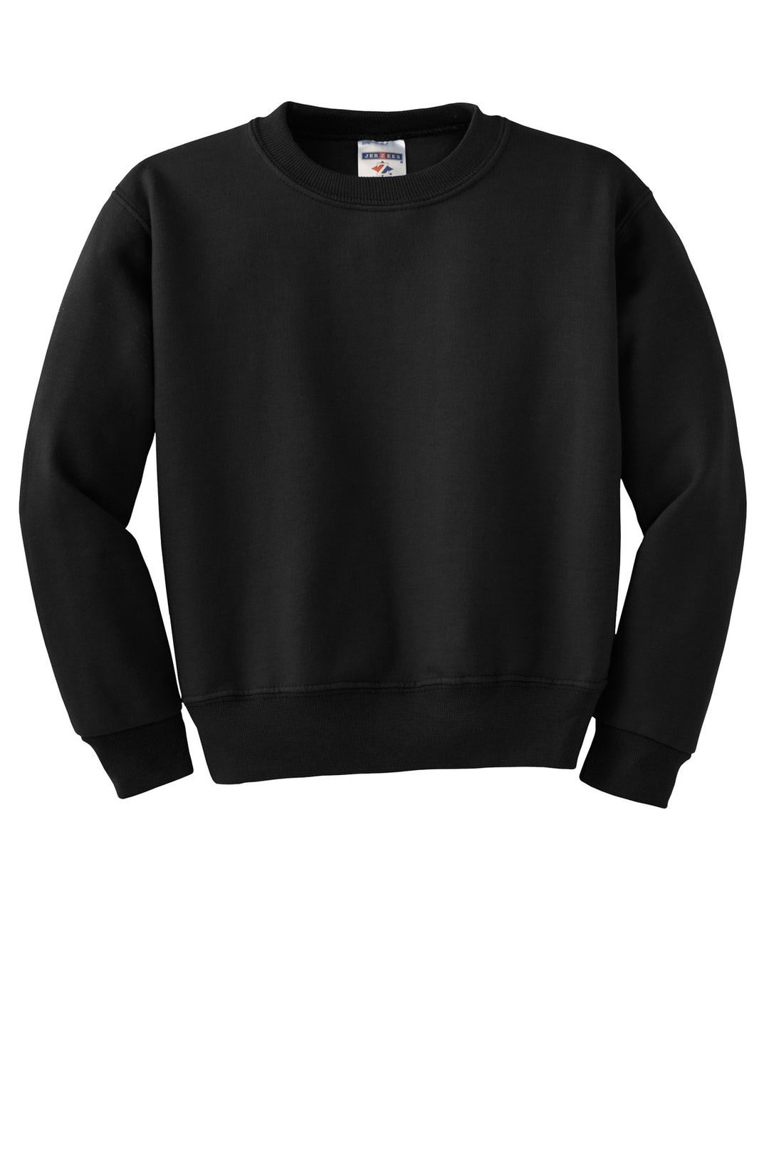 Front View of Black Jerzees - Youth NuBlend Crewneck Sweatshirt. 562B