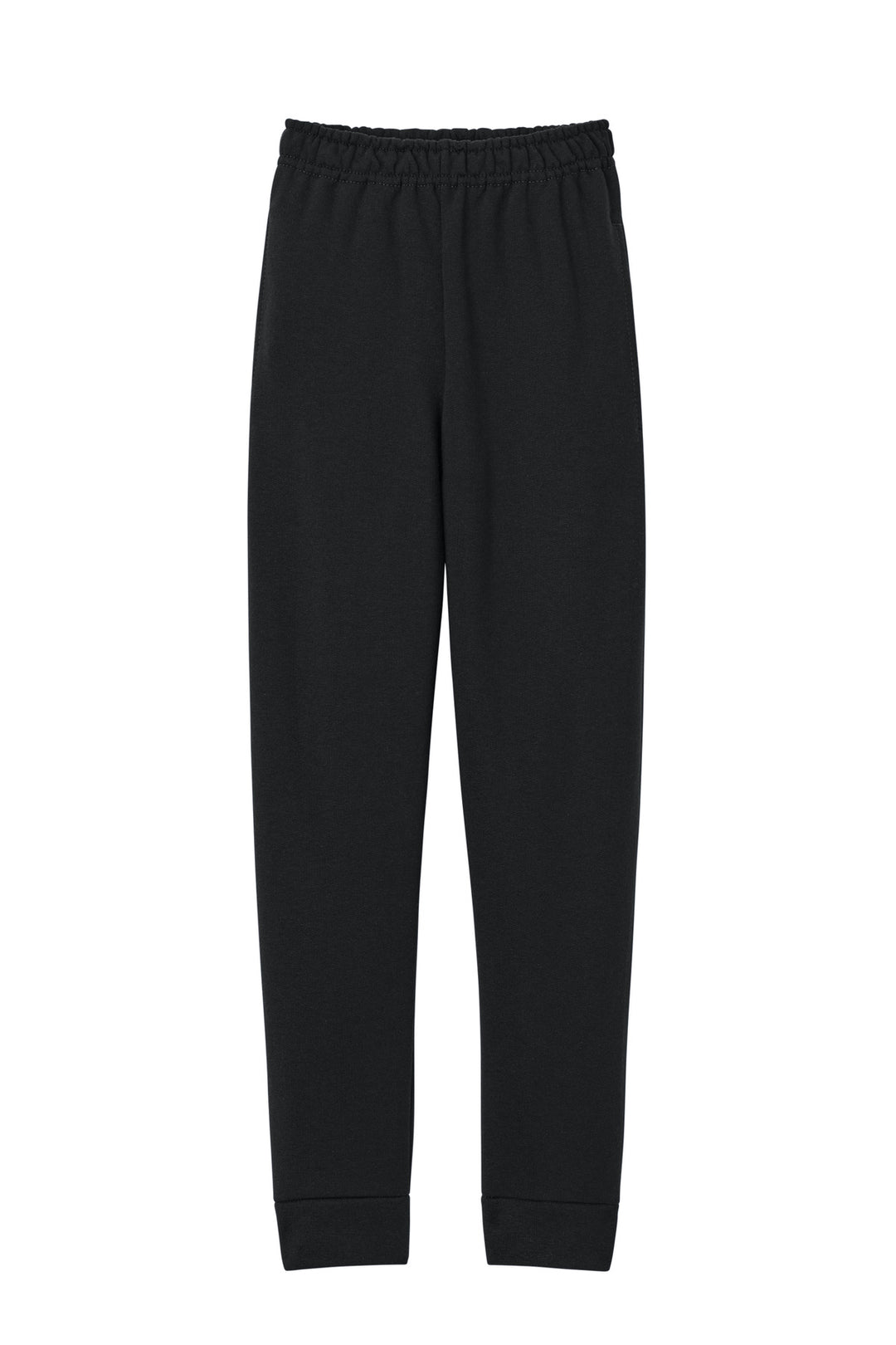 Front View of Black Jerzees Youth NuBlend Jogger Sweatpant 975B