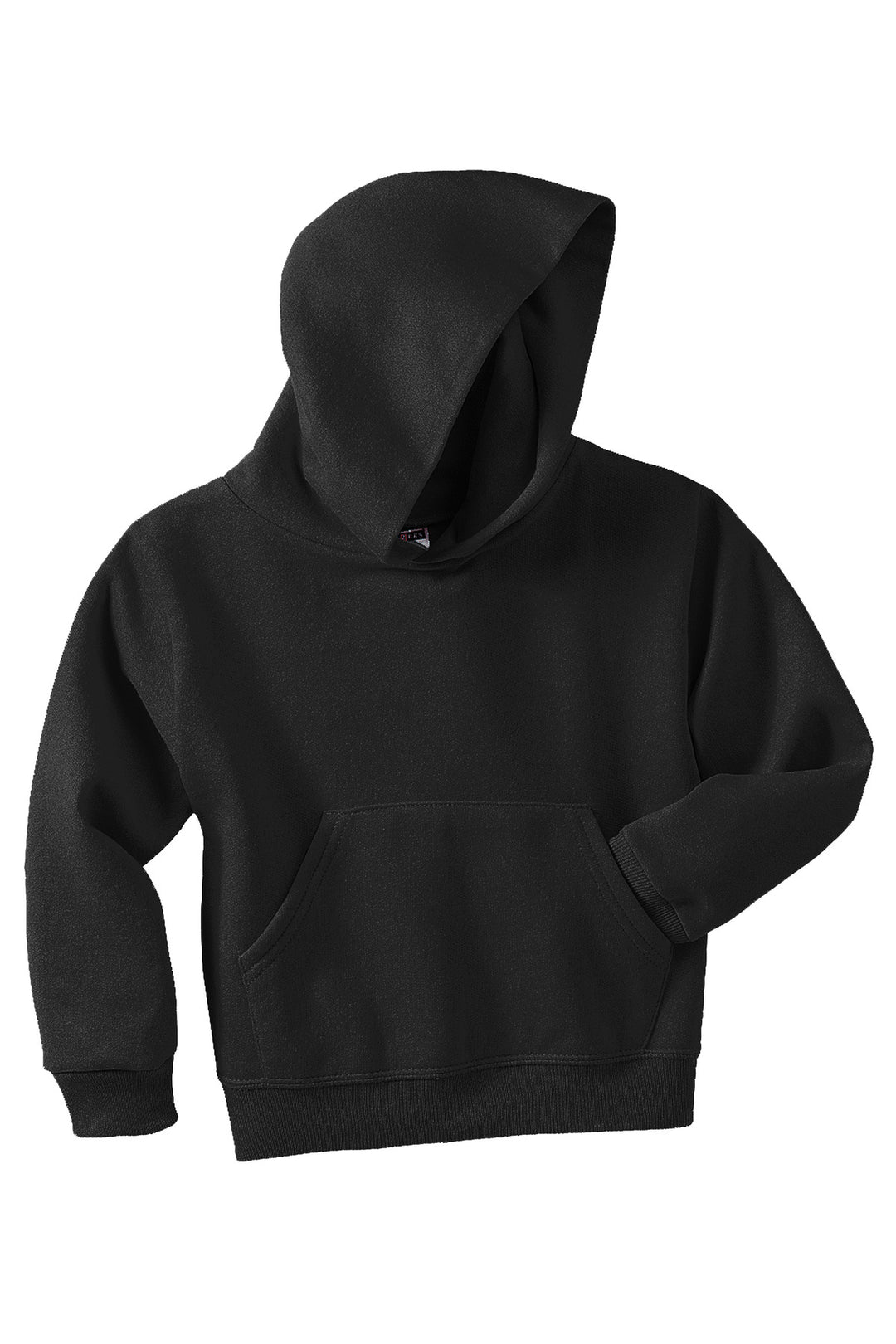 Front View of Black Jerzees - Youth NuBlend Pullover Hooded Sweatshirt. 996Y