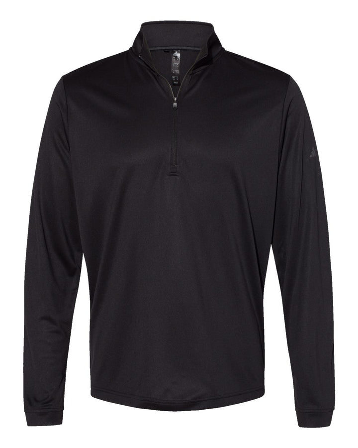 Front View of Black Lightweight Quarter-Zip Pullover - A401