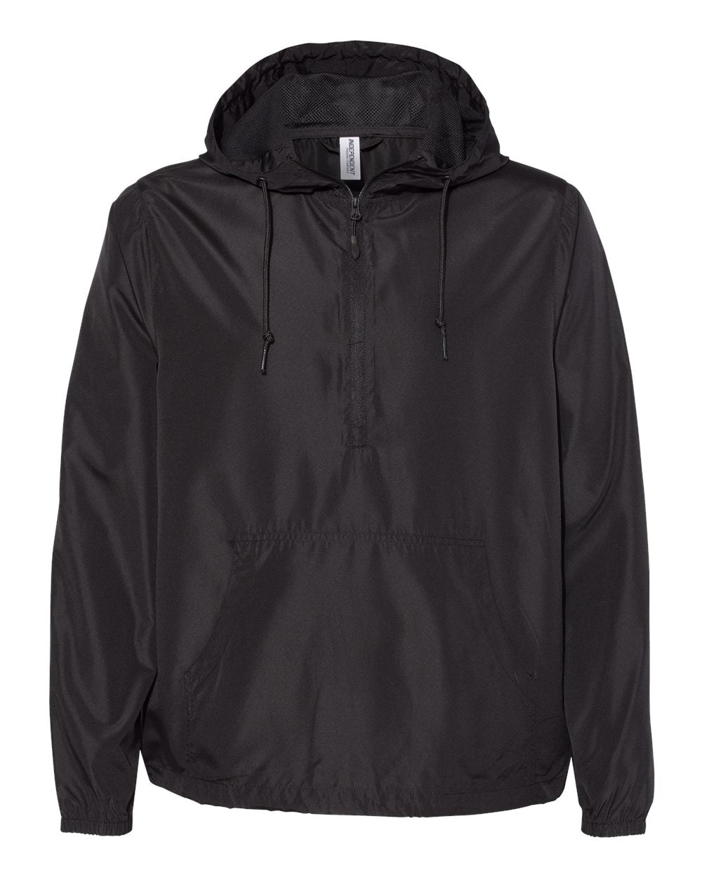 Front View of Black Lightweight Quarter-Zip Windbreaker Pullover Jacket - EXP54LWP