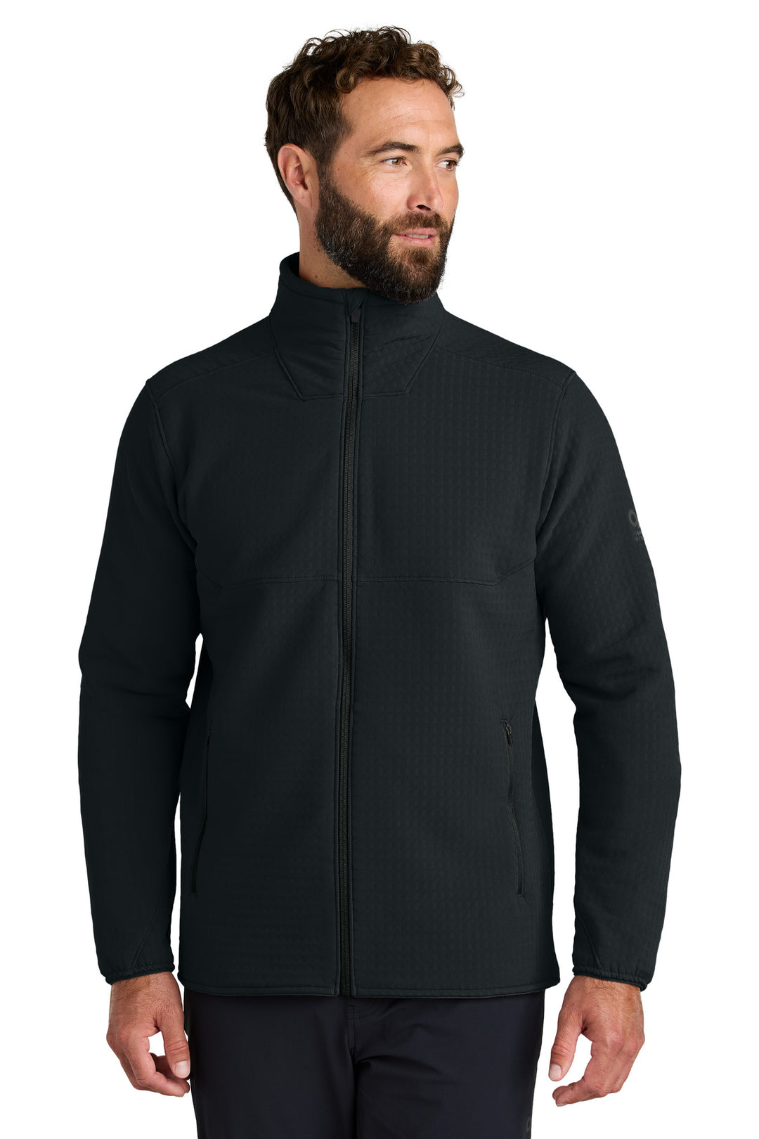 Front View of Black LIMITED EDITION Outdoor Research Grid Soft Shell Jacket OR322264