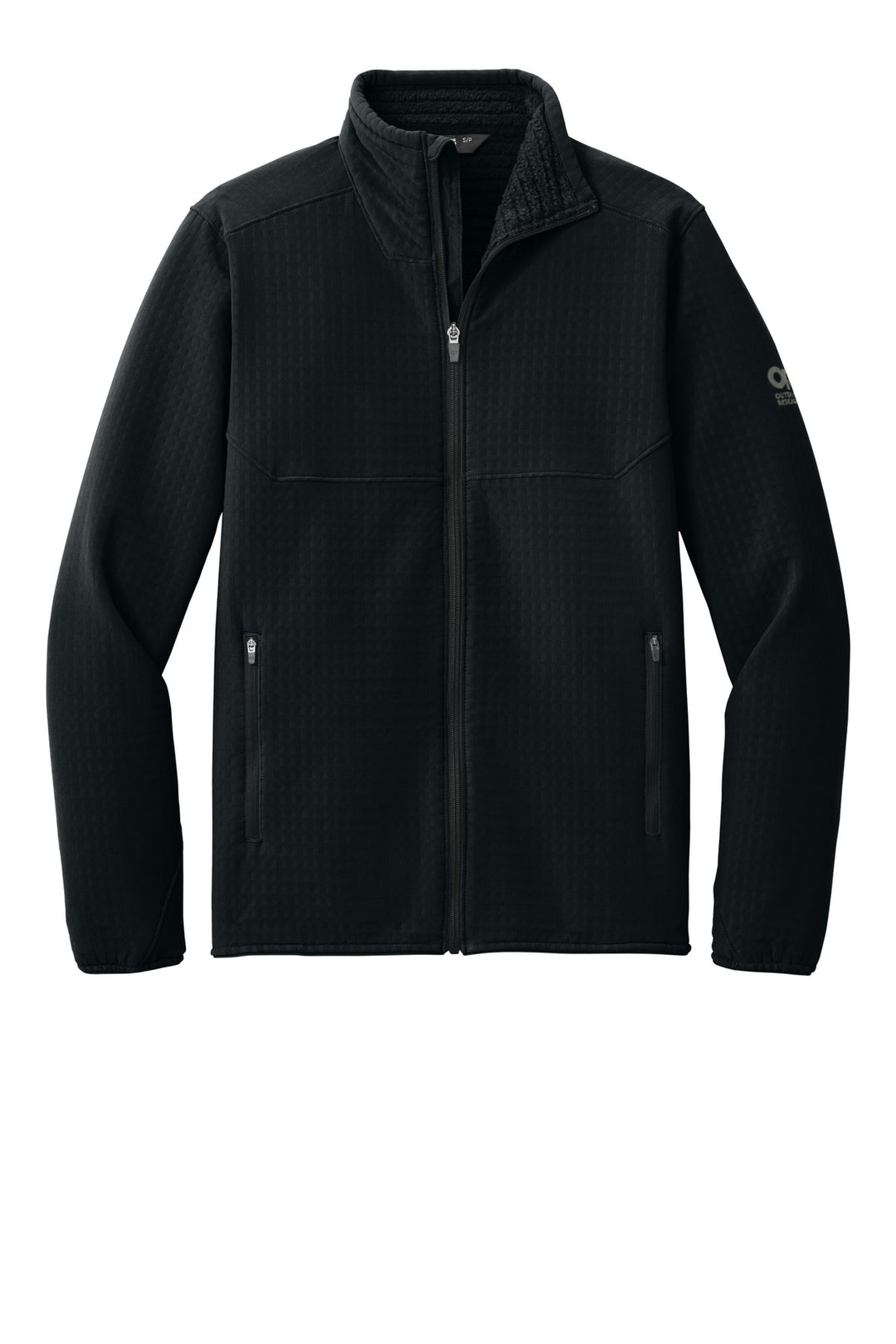 Front View of Black LIMITED EDITION Outdoor Research Grid Soft Shell Jacket OR322264
