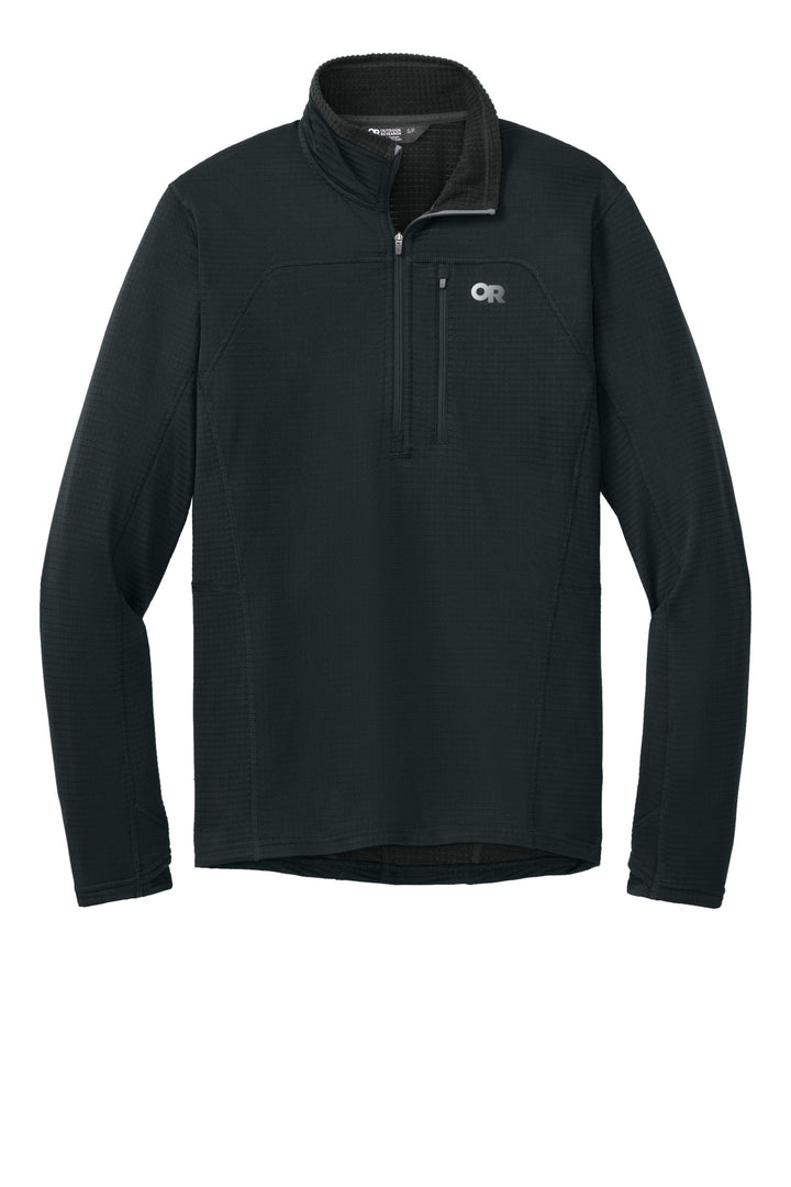 Front View of Black LIMITED EDITION Outdoor Research Tech Grid 1/4-Zip Fleece OR322267