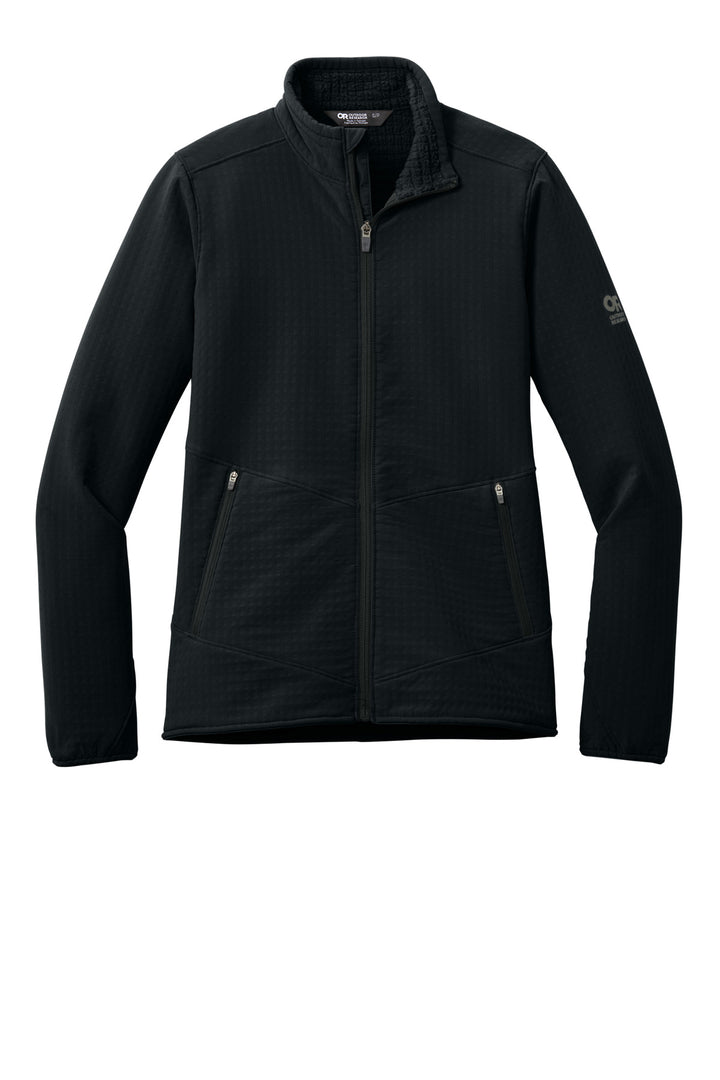 Front View of Black LIMITED EDITION Outdoor Research Women's Grid Soft Shell Jacket OR322265