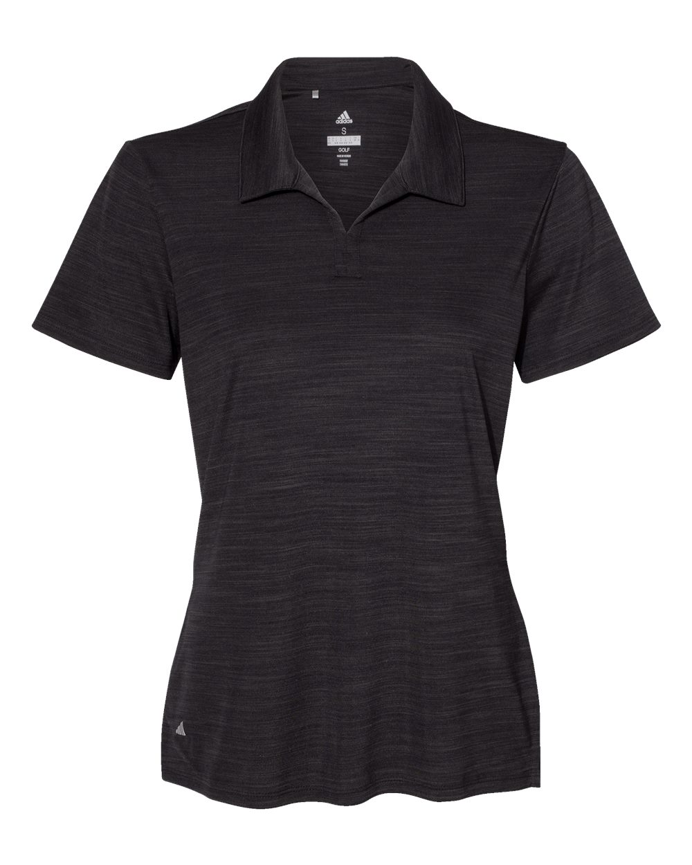 Front View of Black Melange Women's Mélange Polo - A403