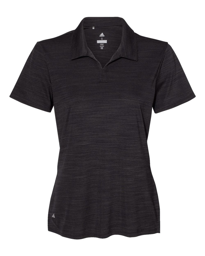 Front View of Black Melange Women's Mélange Polo - A403