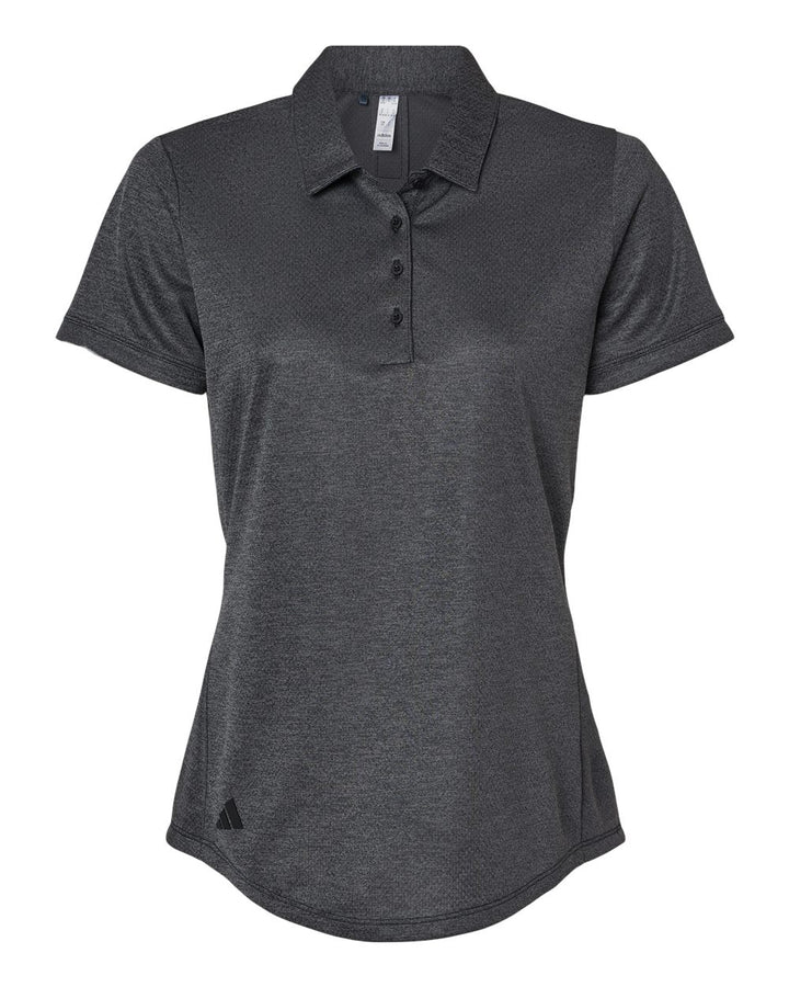 Front View of Black Melange Women's Space Dyed Polo - A592