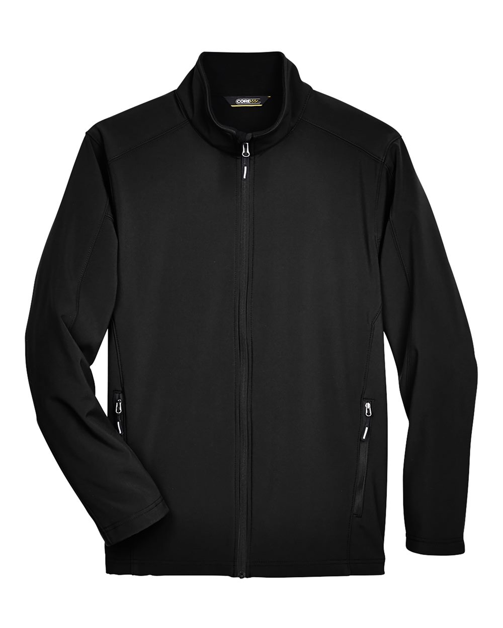 Front View of Black Men's Cruise Two-Layer Fleece Bonded Soft Shell Jacket - 88184