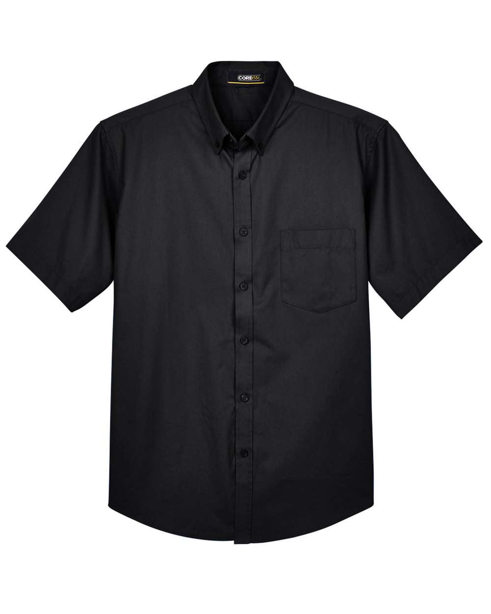 Front View of Black Men's Optimum Short Sleeve Twill Dress Shirt - 88194