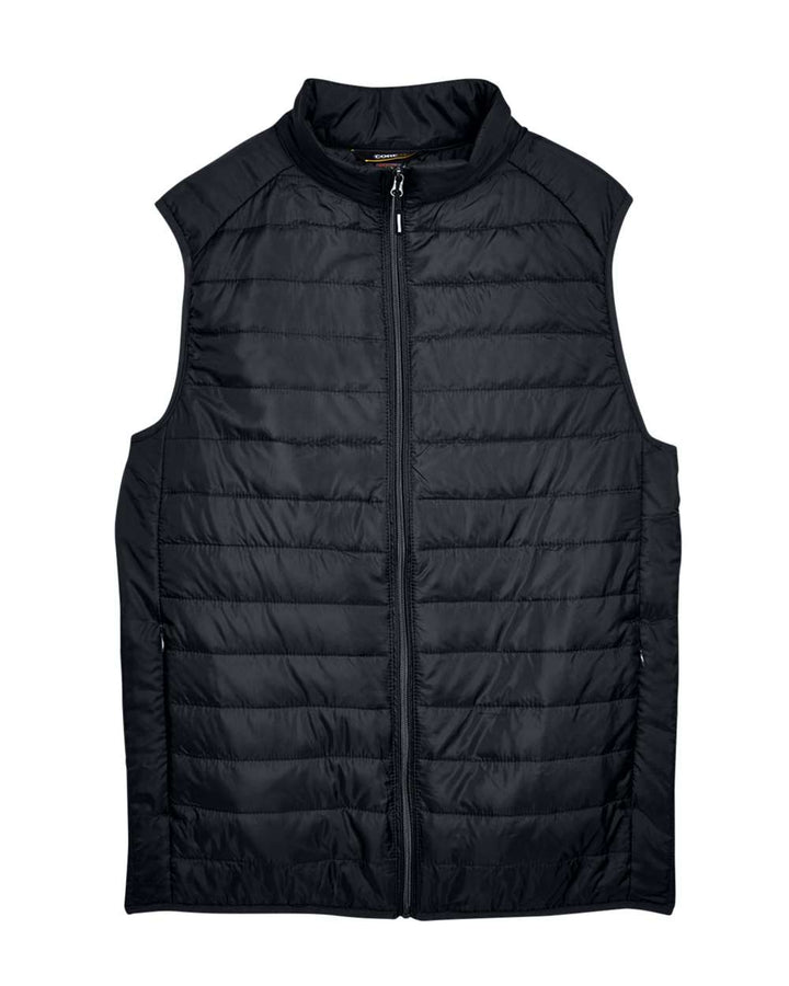 Front View of Black Men's Prevail Packable Puffer Vest - CE702