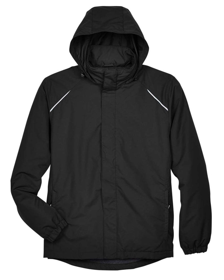Front View of Black Men's Profile Fleece-Lined All-Season Jacket - 88224