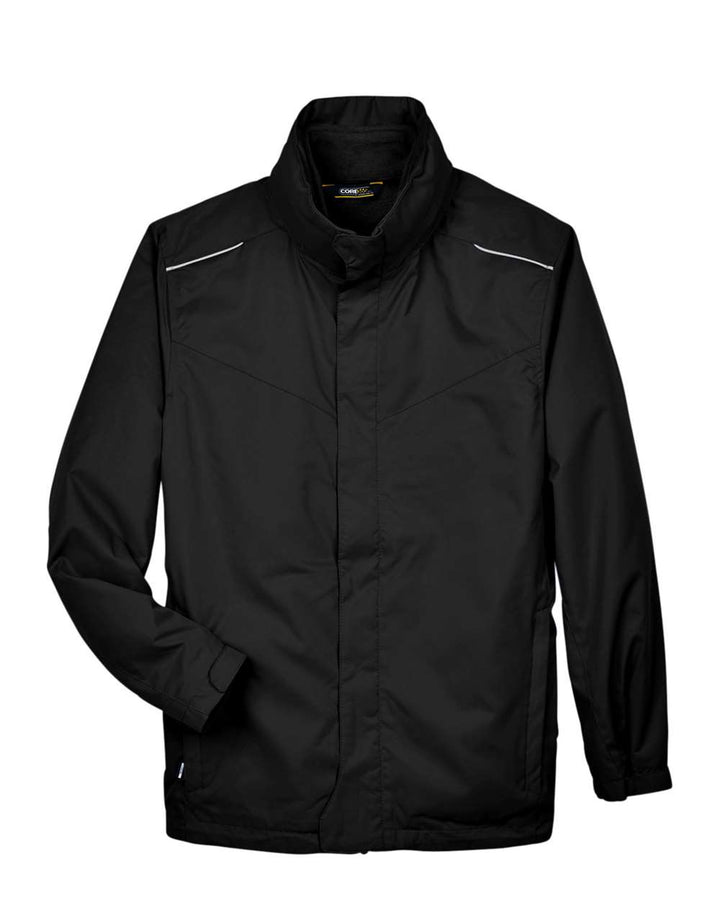 Front View of Black Men's Region 3-in-1 Jacket with Fleece Liner - 88205