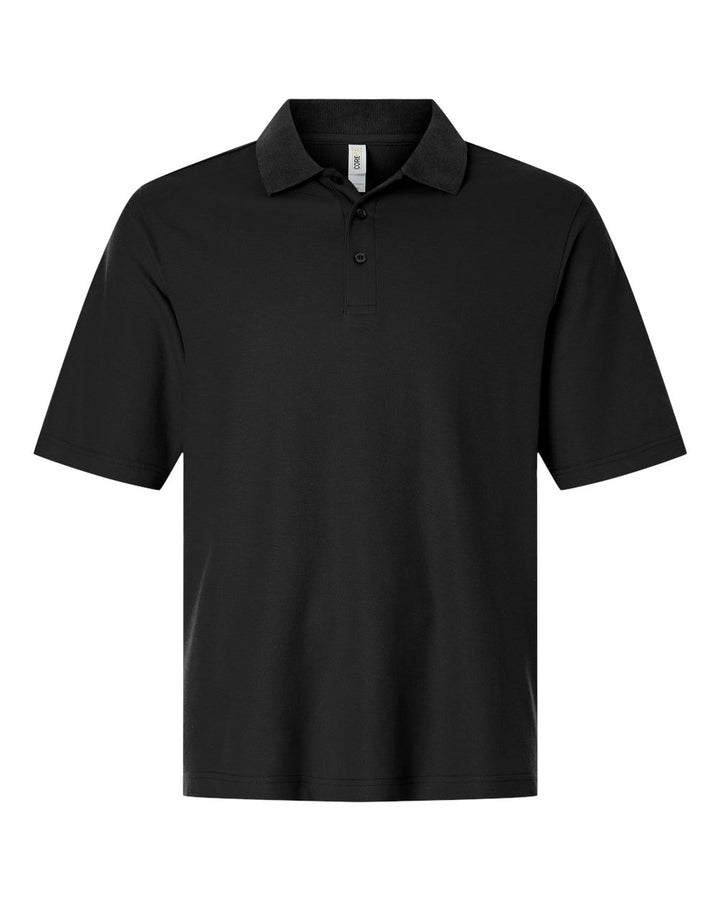 Front View of Black Men's Resolve CVC Performance Pique Polo - CE106