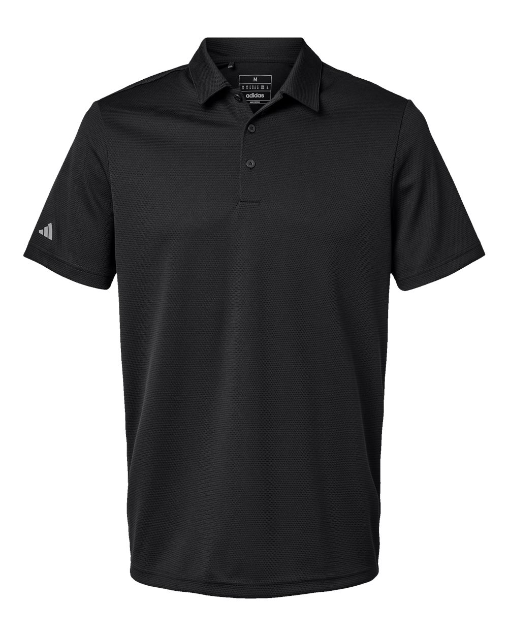 Front View of Black Micro Pique Polo - A580