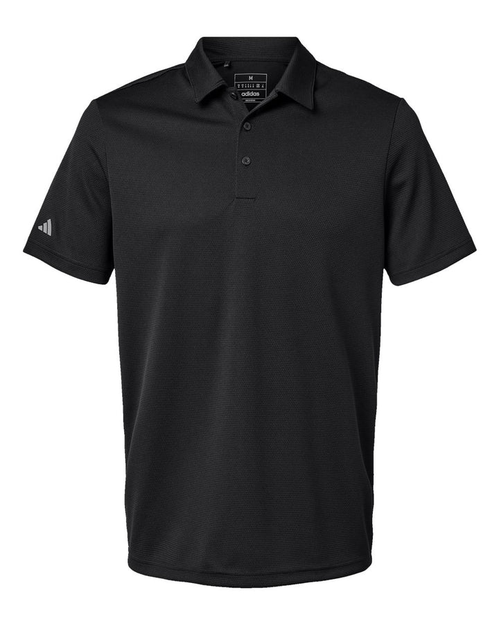 Front View of Black Micro Pique Polo - A580