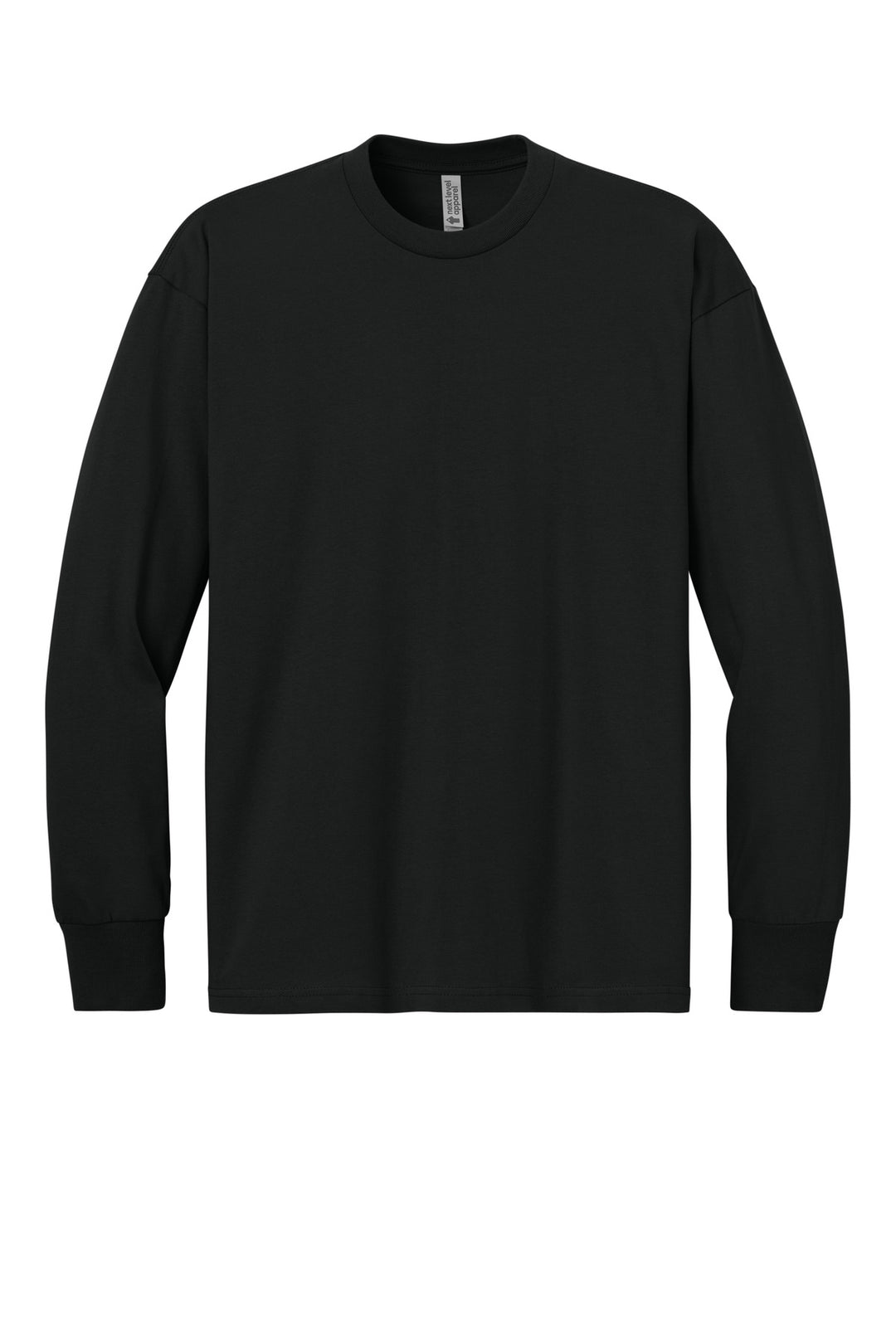 Front View of Black Next Level Apparel Heavyweight Long Sleeve Tee NL7211