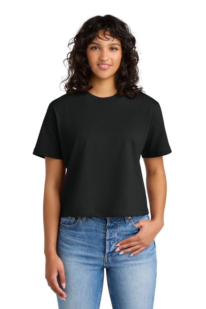Front View of Black Next Level Apparel Women's Heavyweight Boxy Tee NL7610