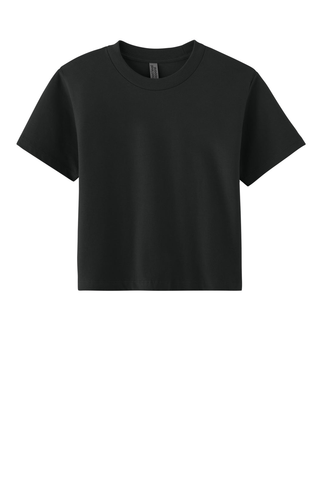 Front View of Black Next Level Apparel Women's Heavyweight Boxy Tee NL7610