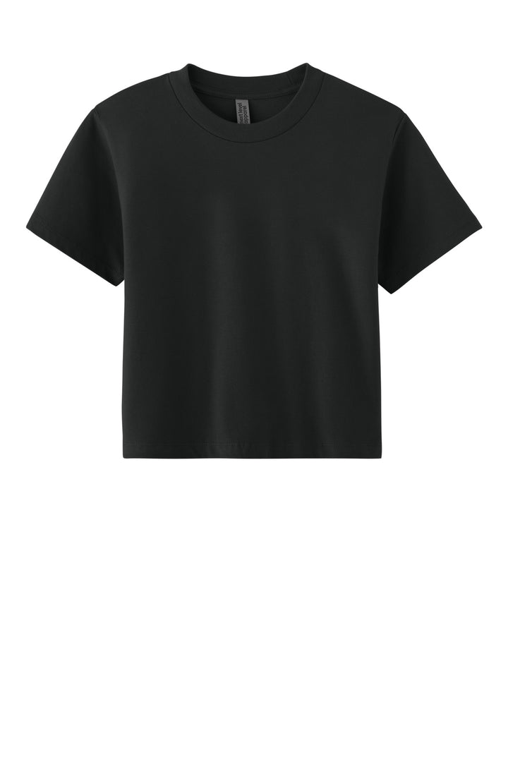 Front View of Black Next Level Apparel Women's Heavyweight Boxy Tee NL7610