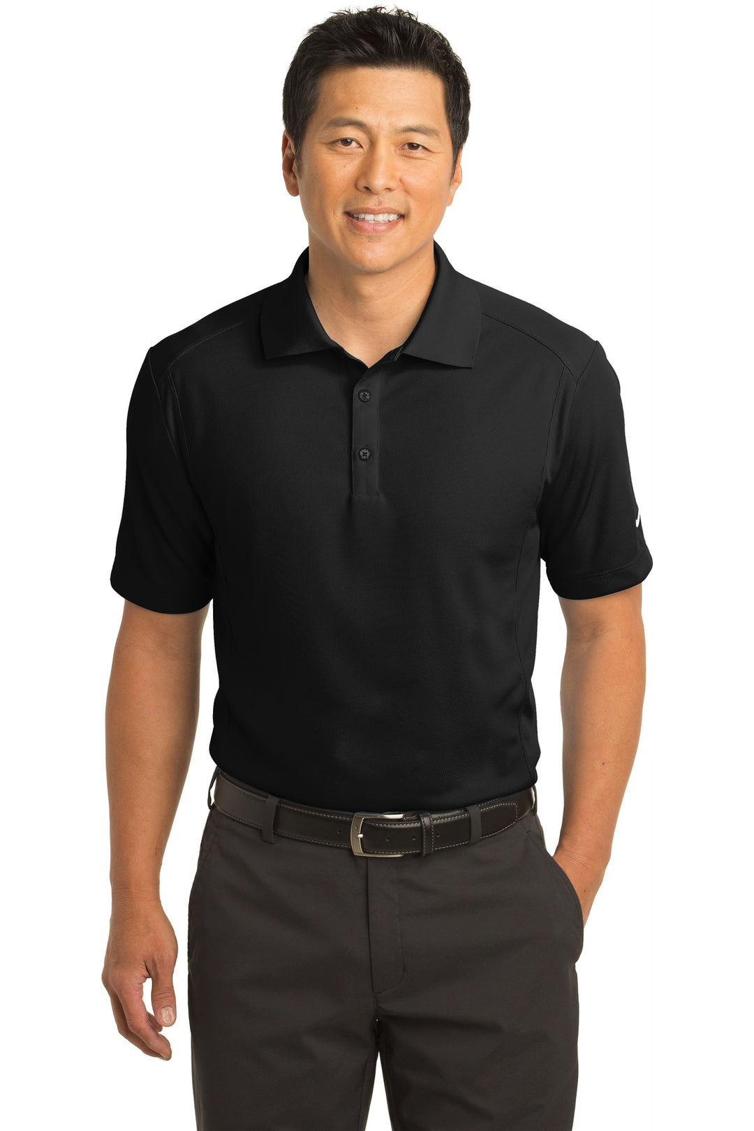 Front View of Black Nike Dri-FIT Classic Polo. 267020