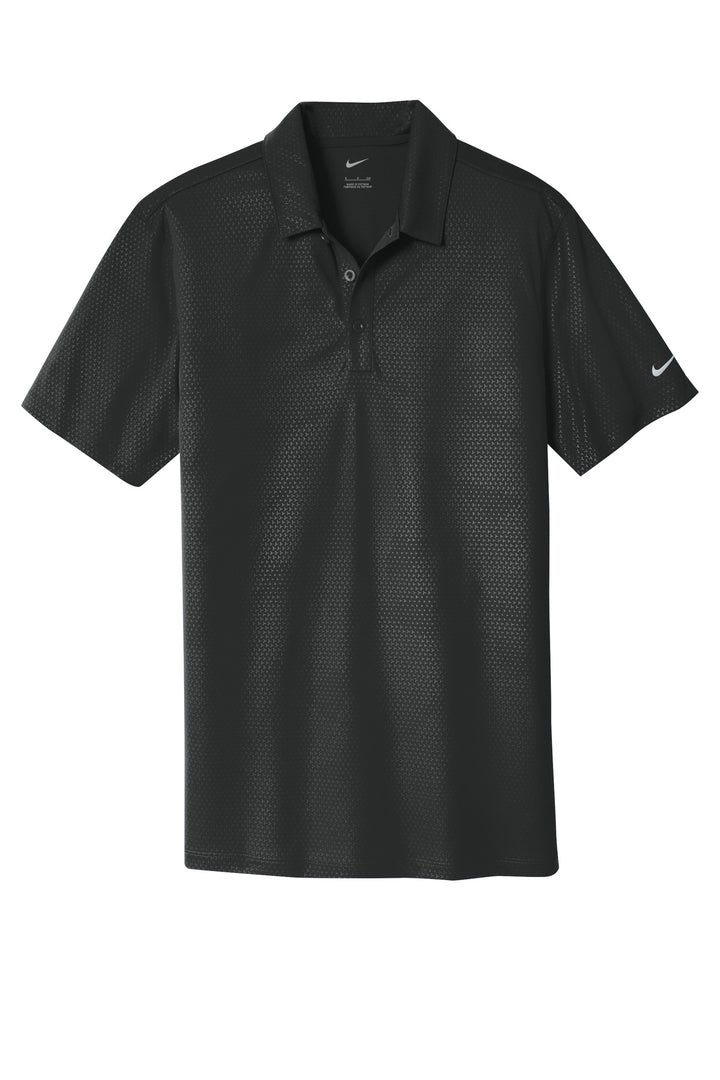 Front View of Black Nike Dri-FIT Embossed Tri-Blade Polo. 838964