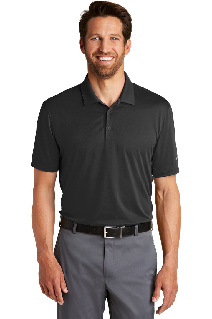Front View of Black Nike Dri-FIT Legacy Polo. 883681