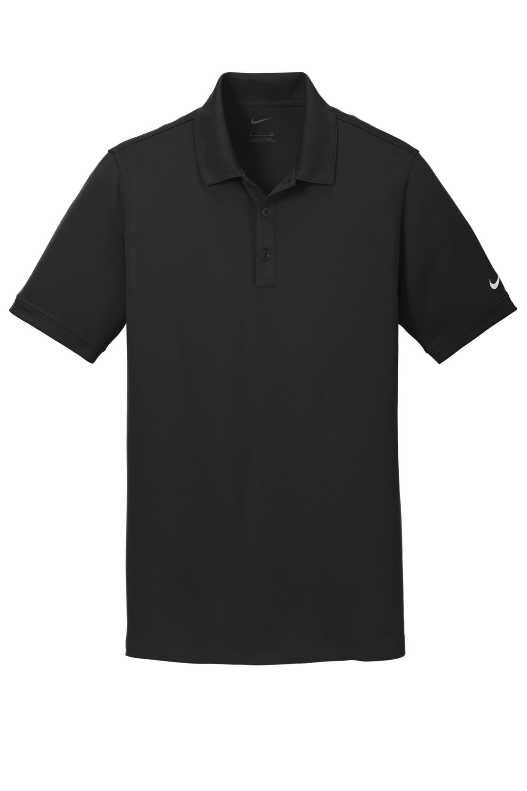 Front View of Black Nike Dri-FIT Solid Icon Pique Modern Fit Polo. 746099