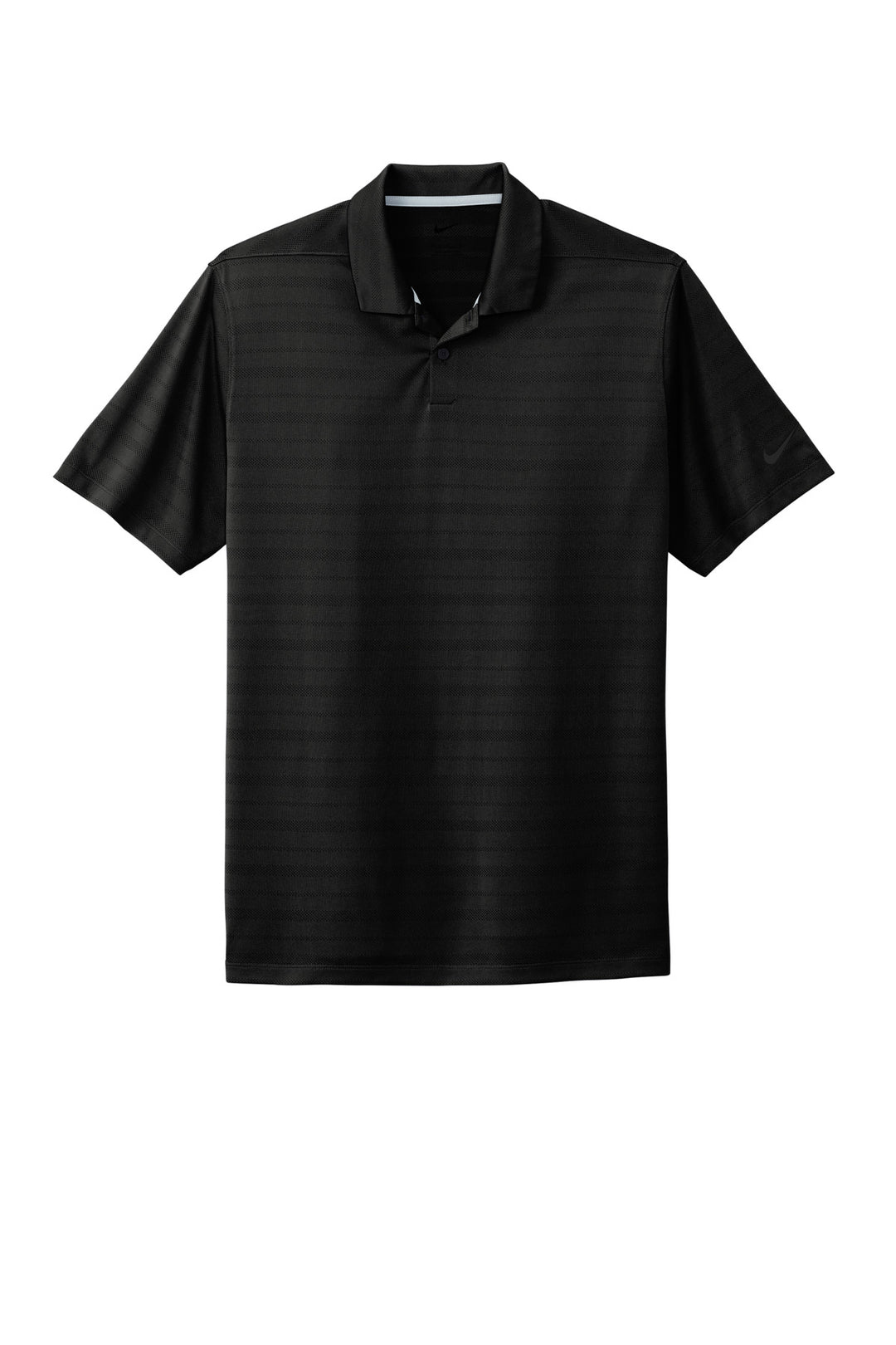 Front View of Black Nike Dri-FIT Vapor Jacquard Polo NKDC2115