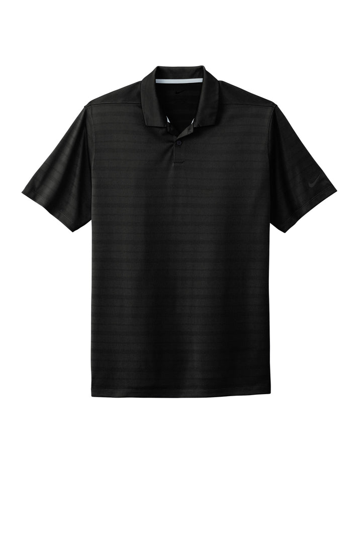Front View of Black Nike Dri-FIT Vapor Jacquard Polo NKDC2115