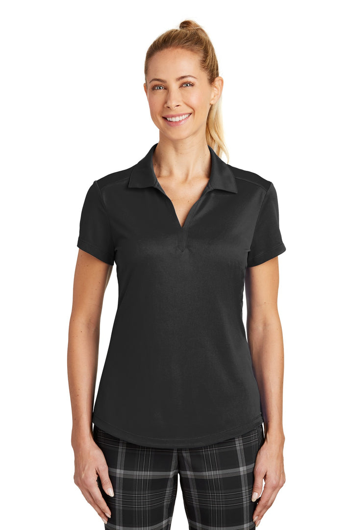 Front View of Black Nike Women's Dri-FIT Legacy Polo. 838957