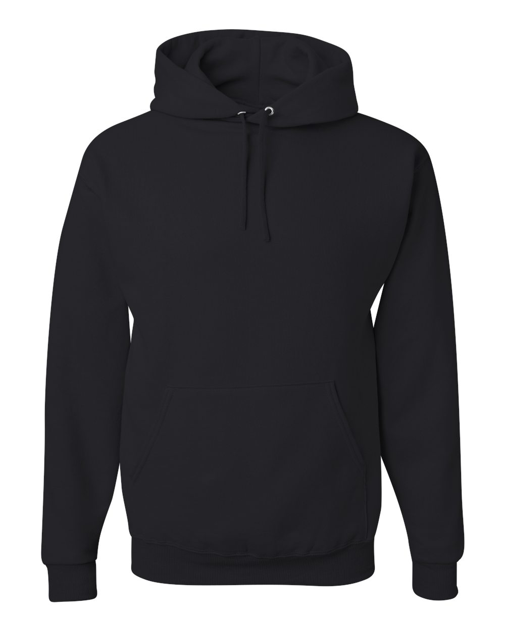 Front View of Black NuBlend® Hooded Sweatshirt - 996MR