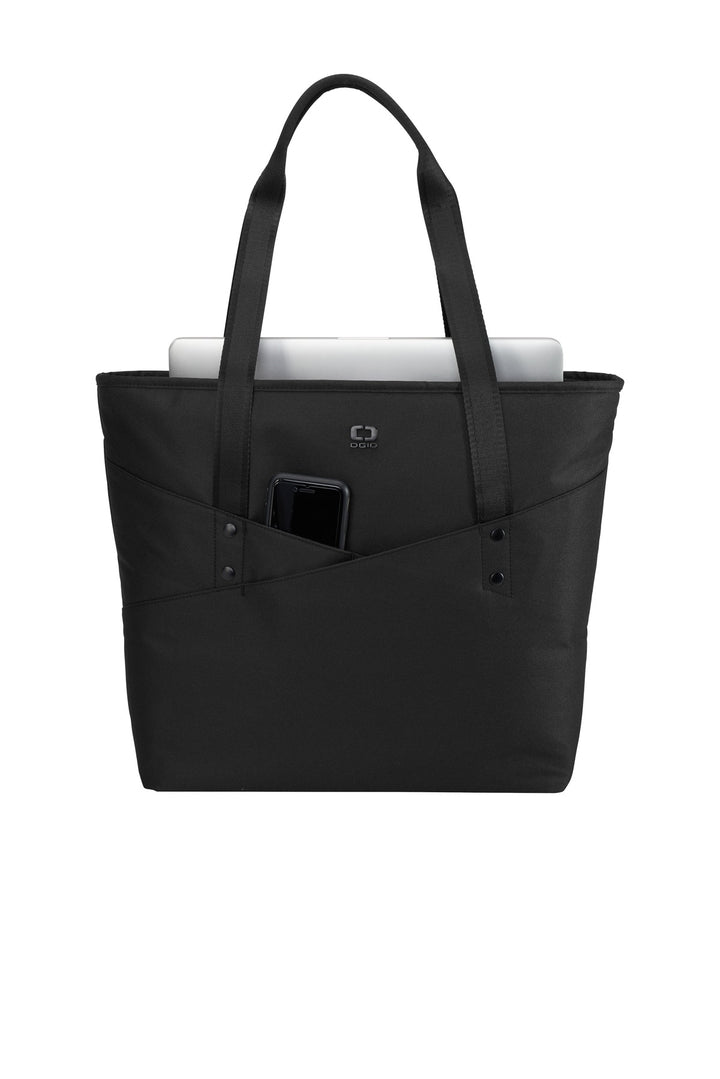 Front View of Black OGIO Downtown Tote. 94000